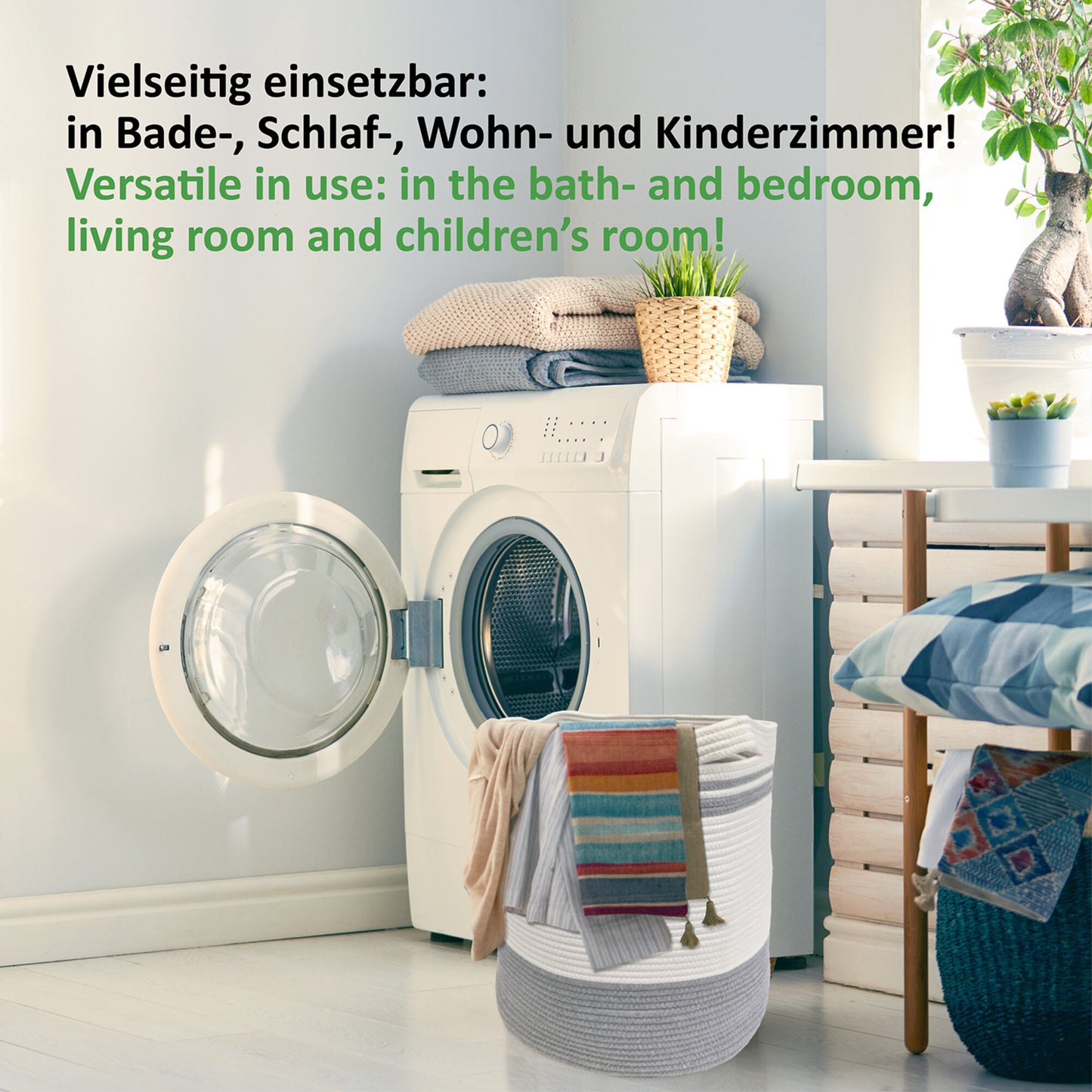 Korb BEN Ø41xH46 cm Grau/Weiß/61L