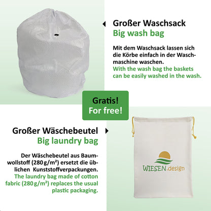 Korb JAMILA Ø39/49xH65 cm Grau/Weiß/105L