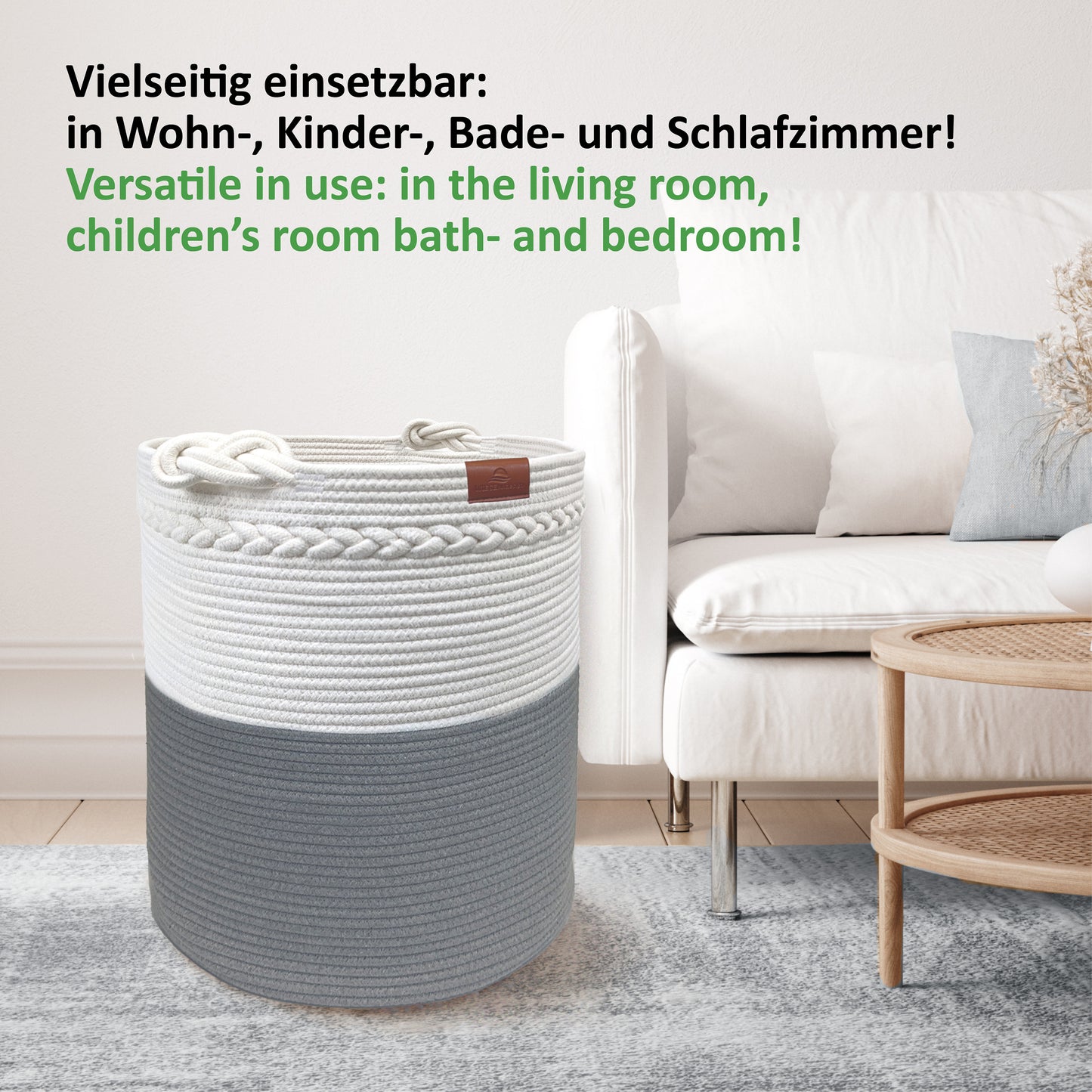 Korb KNUT Ø46xH48 cm Grau/Weiß/80L