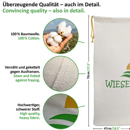 Wäschesack, 2er-Set, B47xH70cm, einzigartig in 280 g/m² schwerer Baumwolle