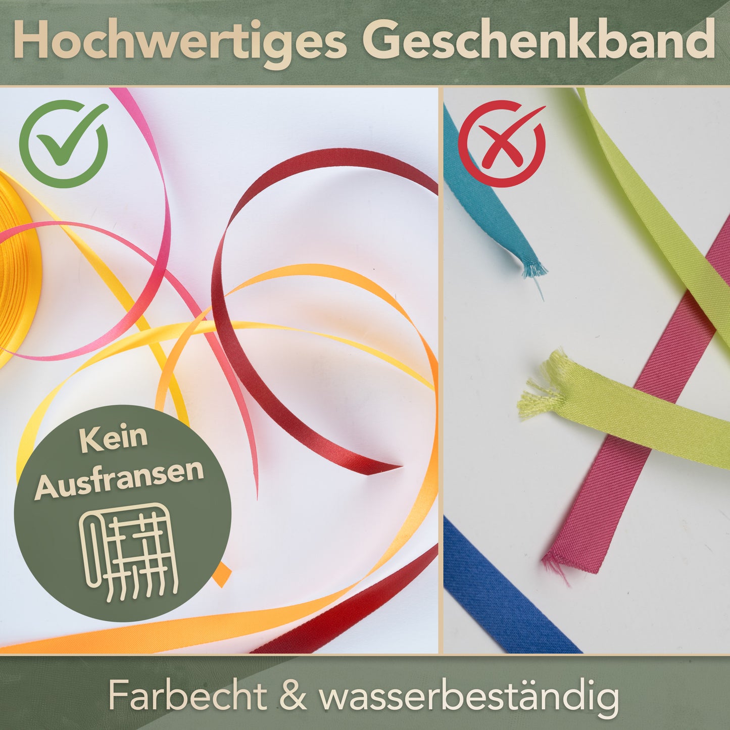 Geschenkband 16 Farben, farbecht, wasserbeständig, resistent gegen Ausfransen